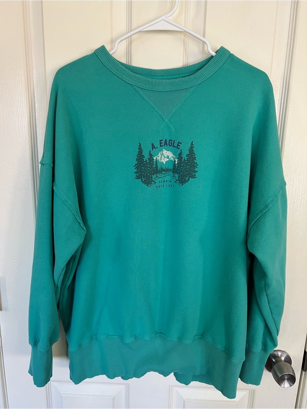 American Eagle Aqua Oversized Crewneck Medium Cozy